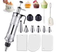 Seringue à Décoration de Dessert, Seringue à Gâteaux Kit Patisserie Professionnel, Outils de Dessert En Acier Inoxydable, avec 6 Becs Seringues de Gâteaux, Pistolet Patisserie pour Cupcakes, Dessert