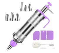 Seringue à garnir en acier inoxydable, kit d'outils de décoration de gâteaux pour pistolet à douille, douilles à glaçage, seringue à gâteau réutilisable, accessoires de gâteau pour cupcakes
