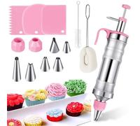 Seringue à gâteaux,Seringue à garnir en acier inoxydable Set de 14 pièces,Seringue à crème professionnelle en acier inoxydable avec 6 douilles,Seringue à gâteaux Accessoires pour gâteaux