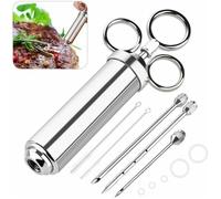 Seringue à Marinade 60ml Poire à Sauce en Acier Inox 304 Injecteur Alimentaire Ustensile Cuisine avec 3 Aiguilles pour mariner cuir