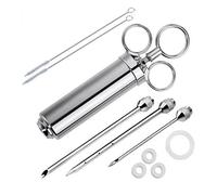 Seringue à Marinade en Acier INOX 60ml avec 3 Aiguilles Rôti, Injecteur Alimentaire pour Injecter Sauce Barbecue Saumure
