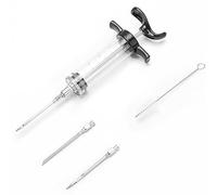 Seringue à viande, Seringue alimentaire (3 aiguilles à viande en acier inoxydable + 1 brosse de nettoyage) injecteur de marinade pour Boeuf, Poulet ,pâtisseries, BBQ; capacité de 30 ml / 1 oz,Noir