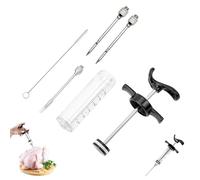 Seringue Alimentaire Acier Inoxydable Injecteur de Marinade avec 3 Aiguilles Seringue à Marinade pour Dinde Bœuf Poulet Turquie Viande Rôtis Barbecue