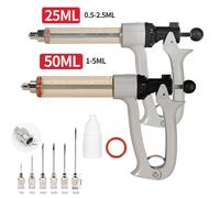Seringue continue réglable de 25ml/50ml, avec injecteur de vaccin à aiguille, seringue vétérinaire semi-automatique pour poulet, vache, mouton, cheval 50ml