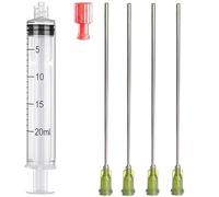 Seringue de 20 ml avec aiguilles Luer Lock de 10,2 cm et capuchon de rangement | injecteur d'huile | applicateur de colle