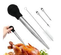 Seringue de marinade pour injecteur de dinde | Injecteur de viande pour barbecue avec aiguille absorbante d'huile et brosse de nettoyage | Kit d'injecteur d'assaisonnement en acier inoxydable, pour gr