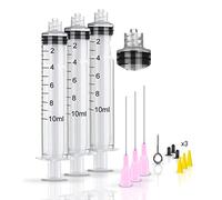 Seringue en plastique embout Luer Lock 10 ml, paquet 3 seringues, aiguille de 7 cm,pour laboratoires scientifiques, recharge de cartouches d'encre pour imprimante, pour animaux de compagnie, jardinage