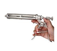 Seringue injecteur 30/50cc acier inoxydable chromé non stérile pour vaccination du bétail