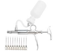 Seringue injecteur multi-usage 5 ml automatique pour volaille, bétail, chiens, vaccin, comprend 10 aiguilles remplaçables, construction en acier inoxydable, contrôle de pression réglable
