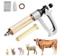 Seringue Injecteur RéGlable Semi-Automatique, Dosage RéGlable Distributeur De MéDicament VéTéRinaire Pompe à Seringue De PréCision RéGlable De 0,5 Ml à 2,5 Ml, pour Oie Cochon Taureau Mouton Volaille