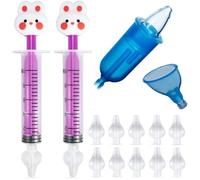 Seringue nasale bébé - Mouche Bébé - 2 Seringues et 10 Embouts de Rechange en Silicone Doux. Seringue 10 ml avec des Animaux.