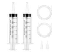 Seringue Plastique, 2pcs 60ml Grande Seringue, Seringue avec Tuyau, Grosse Seringues, Seringue Liquide de Mesure pour Science Laboratoire- Usage Industriel