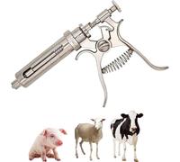 Seringue Réglable en Acier Inoxydable, Seringue de Bétail de Ferme, Pistolet D'injecteur Animal, Outil Vétérinaire À Seringue Réutilisable, pour Le Bétail de Cochon de Chèvre de Vache Et Autre,50 ML