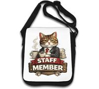Serious Cat Working As Office Staff Sac à bandoulière Blanc