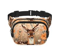 Serious deer Sac à bandoulière de voyage pour fitness, sac banane tendance et décontracté, sac banane carré double couche, noir, taille unique, Noir/blanc, One Size