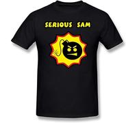 Serious Sam T-Shirt Serious Sam Replica T Shirt 100% Cotton Summer Tee Shirt Men Cute Short-Sleeve Printed Tshirt Black XL
