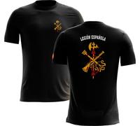 SERMILITAR T-shirt de la Légion espagnole noire avec le blason de l'Espagne sur le bras. Légion de l'armée de terre espagnole. Forces armées espagnoles. Armée espagnole., noir, M