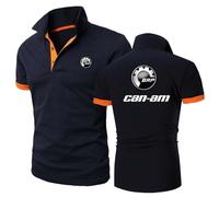 Seroni Polos Imprimés pour Hommes pour Col Can-am Vêtements De Sport Doux Boutons Tee-Shirt Uni Vêtements Stretch Tennis Demi-Manches Patchwork Manches-Navy Blue+Orange||XXL