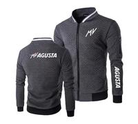 Seroni Sweat-Shirt sans Capuche pour Hommes Veste À Carreaux À Col Montant Cardigan sans Capuche Manteau Imprimé Manches Longues Vêtements D'extérieur Unis-Gray||M