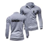 Seroni Sweat-Shirts Zippés pour Hommes pour Rainbow Six Siege Fitness Vestes Imprimées À Manches Longues Vêtements De Sport Confortables sans Capuche Vêtements-Light Gray||L