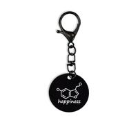 Serotonin Chemical Structure Happiness, porte-clés, mousqueton, étiquette, épingle, fermoirs, clip, porte-clés, Noir , taille unique