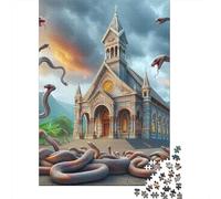 Serpent 1000 Morceaux Papier Écologique Casse-tête Amateurs Church Serpent Puzzle Facile Nettoyer Niveau Difficulté Équilibré Loisirs À La Maison 38x26cm/1000pcs