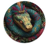 Serpent Arc-en-Ciel enroulé 1000pcs (67.5x67.5cm) Puzzle pour Adultes - Couronne de Plumes d'ara,Jouet De DIY