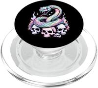 Serpent Arc-en-Ciel enroulé sur des crânes PopSockets PopGrip pour MagSafe