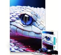 Serpent Blanc aux Yeux Bleus Puzzle de 1000 pièces pour Adolescents Jeu Stimulant Le Cerveau Emboîtement précis sans espaces Activité relaxante en Groupe à l'intérieur (38x52cm)