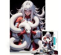 Serpent Blanc ﹨u Femme Puzzle 1000 Pièces pour Adolescents Jeu de Concentration Découpe de Précision Bords Lisses Cadeau de Noël (38x52cm)
