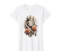Serpent Cobra King x Roses T-Shirt Graphique avec Valeur, Femme, Blanc, S