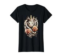Serpent Cobra King x Roses T-Shirt Graphique avec Valeur, Femme, Noir, L