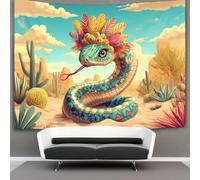 Serpent Coiled on The Desert Tapisserie Illustration De Bande Dessinée Colorée 3D Tenture Murales Décorations Pour La Maison Pour La Chambre 180cmx230cm