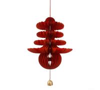 Serpent décoratif en papier 3D 22 cm Rouge Nouvel An chinois (1 pièce) | Design 3D en nid d'abeille, couleur rouge vif, assemblage facile, décoration de table festive, symbole de chance