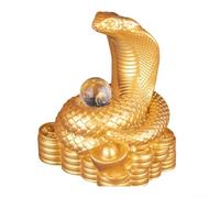 Serpent décoratif en résine finement sculptée sur le thème du serpent Ruyi pour améliorer l'entrée, la bibliothèque, le bureau et la décoration d'intérieur (petit doré)