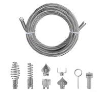 Serpent d'évacuation en acier avec embout de perceuse pour machine de nettoyage de tuyaux électriques - Tarière flexible avec 6 têtes de coupe pour déboucher l'évier et la douche, 12 mm de diamètre (C