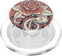 Serpent et Rose Gothique Serpent Fleur Symbole de Renaissance PopSockets PopGrip pour MagSafe