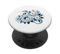 Serpent Fleurs Blanches Animal Amour Floral Magique PopSockets PopGrip Adhésif