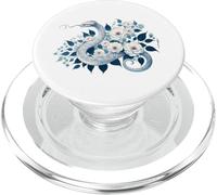 Serpent Fleurs Blanches Animal Amour Floral Magique PopSockets PopGrip pour MagSafe