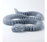 Serpent Imprimé en 3D Animaux Articulés Vipère pour Soulagement du Stress Bureau à Domicile Décoration Jouets de Bureau-Silk Silver||75cm/29.5in