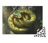 Serpent Jaune Vert Puzzle 1000 Pièces Carton Robuste pour Collectionneurs, Puzzle De Logique, Activité De Fête, Meilleur Cadeau pour Hobbyistes De Puzzles 38x26cm/1000pcs