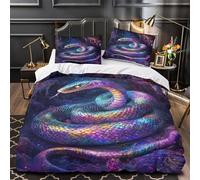 serpent mythique 3D Imprimé Housse de couette 3 pièces Microfibre entretien facile créature fantastique et mystique Drap de couette 2 taies hypoallergénique déco chambre enfant Super king（260x220cm）