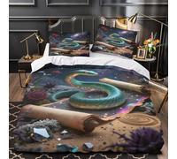 Serpent mythique Housse de Couette Imprimé en 3D Confortable Respirante Léger fantastique cosmique Parure de Lit Microfibre résistante Fermeture Éclair avec d'oreiller for Couple Single（140x200cm）