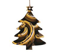 Serpent - Ornements de Noël en bois fabriqués à la main - Décor suspendu imprimé double face pour arbre à la maison cadeaux. 2 pièces