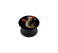Serpent Portant Un Chapeau de Père Noël enveloppé dans Une Guirlande Lumineuse emmêlée PopSockets PopGrip Adhésif