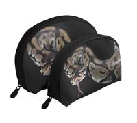 Serpent Python, Trousse de Maquillage Coquille Femme Petit Porte-Monnaie Trousse de Toilette Trousse à cosmétiques 2 pièces