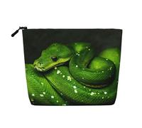 Serpent Reptile Vert,Trousse de Toilette de Voyage Portable, Imitation Lin, en Lin.