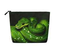 Serpent Reptile Vert,Trousse de Toilette de Voyage Portable, Imitation Lin, en Lin.