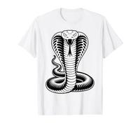 Serpent Serpent venimeux Cobra enroulé Noir et Blanc T-Shirt Graphique avec Valeur, Homme, Blanc, XL