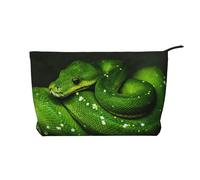 Serpent Vert Reptile,Trousse de Toilette en Velours côtelé, Trousse de Maquillage Portable pour Les Voyages